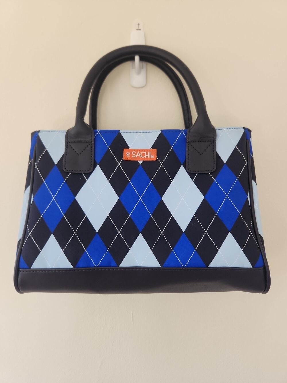 SACHI Multi Colored Geometric Lunch Tote Bag Insulated Cooler Bag Checkered